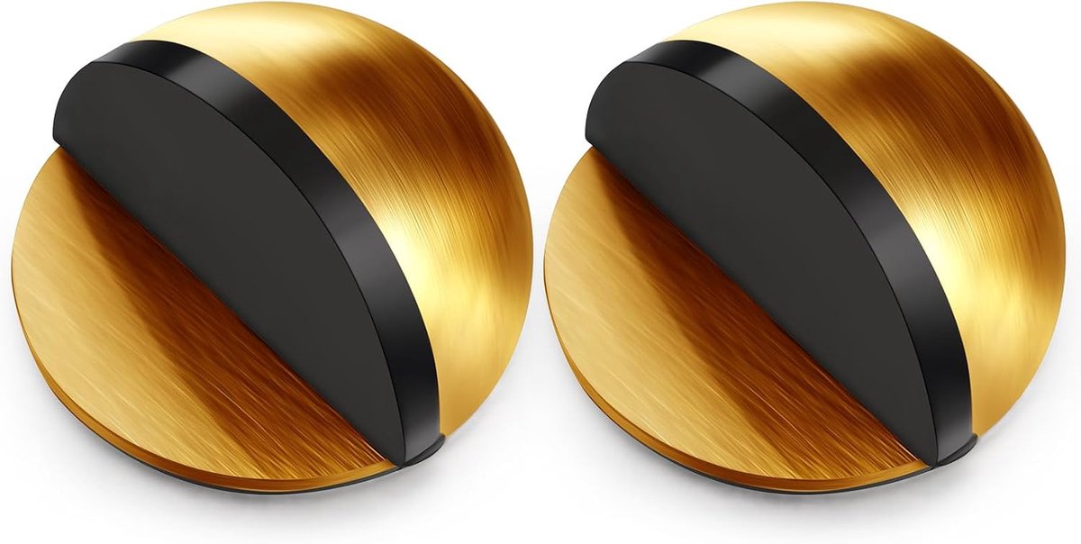 Deurstopper Vloer Halve Maan - Set van 2 - Goud - Zelfklevend - Zonder Boren - RVS