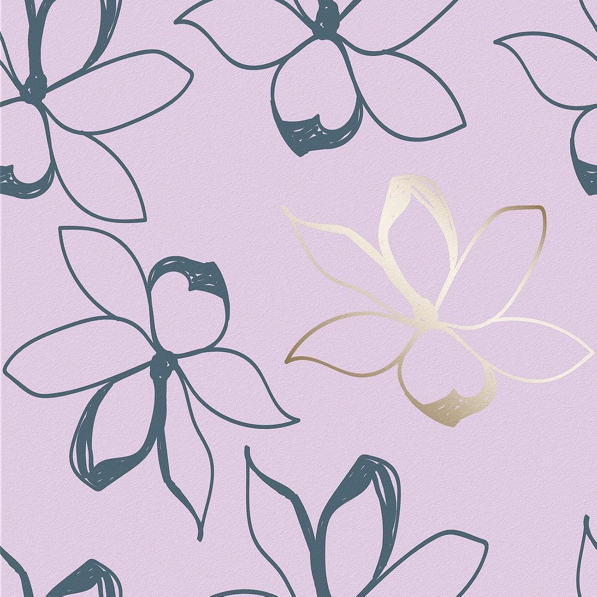 Paarse Bloemen Behang Zelfklevend - Vinyl Behang voor Woonkamer en Slaapkamer, 260 cm x 44,5 cm, Bloemenpatroon Decoratie