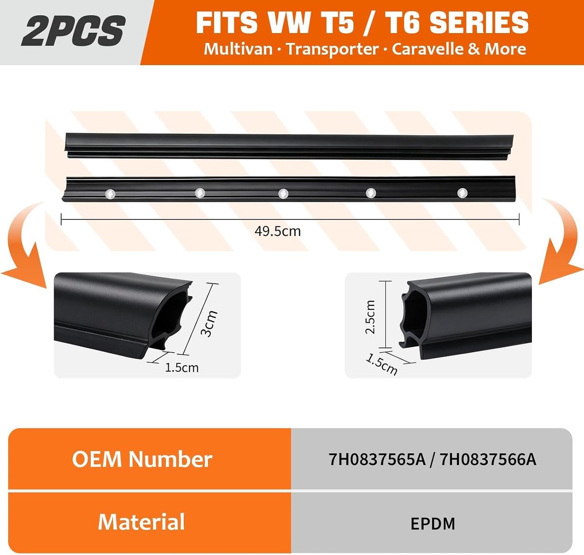 Rubber deurafdichting voor VW T5, T6 Multivan en Transporter - Weerbestendige afdichtstrip voor optimale isolatie en bescherming
