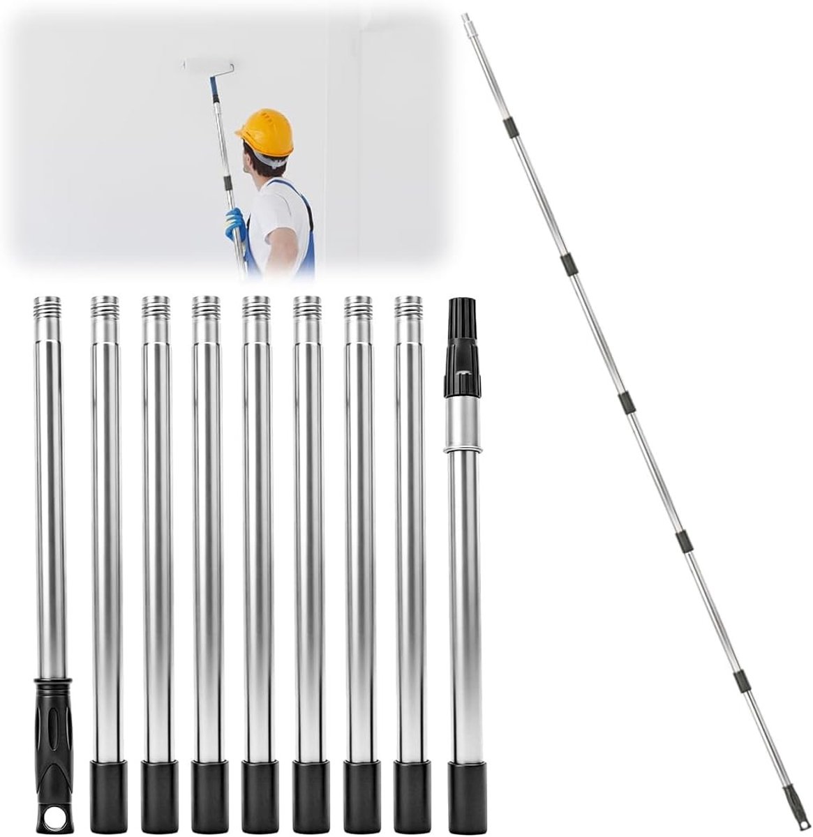 Multifunctionele Telescopische Stang 3.6 m van Aluminium voor Schilderen, Ramen en Plafonds Schoonmaken