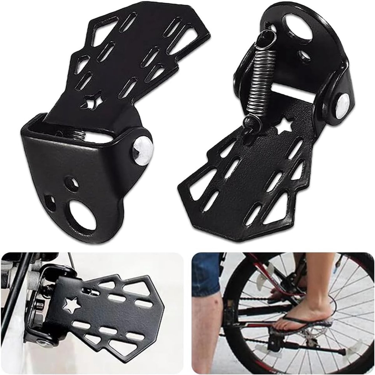 Vouwbare Voetsteunen voor Fietsen, Antislip Mini Pedalen voor MTB en BMX, Stalen Achtersteunen voor Extra Comfort
