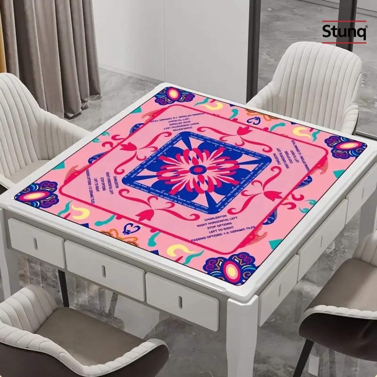 Stunq® Opvouwbare Mahjong Pad met Etnisch Bloemmotief – Antislip Tafelmat voor Mahjong, Poker en Domino