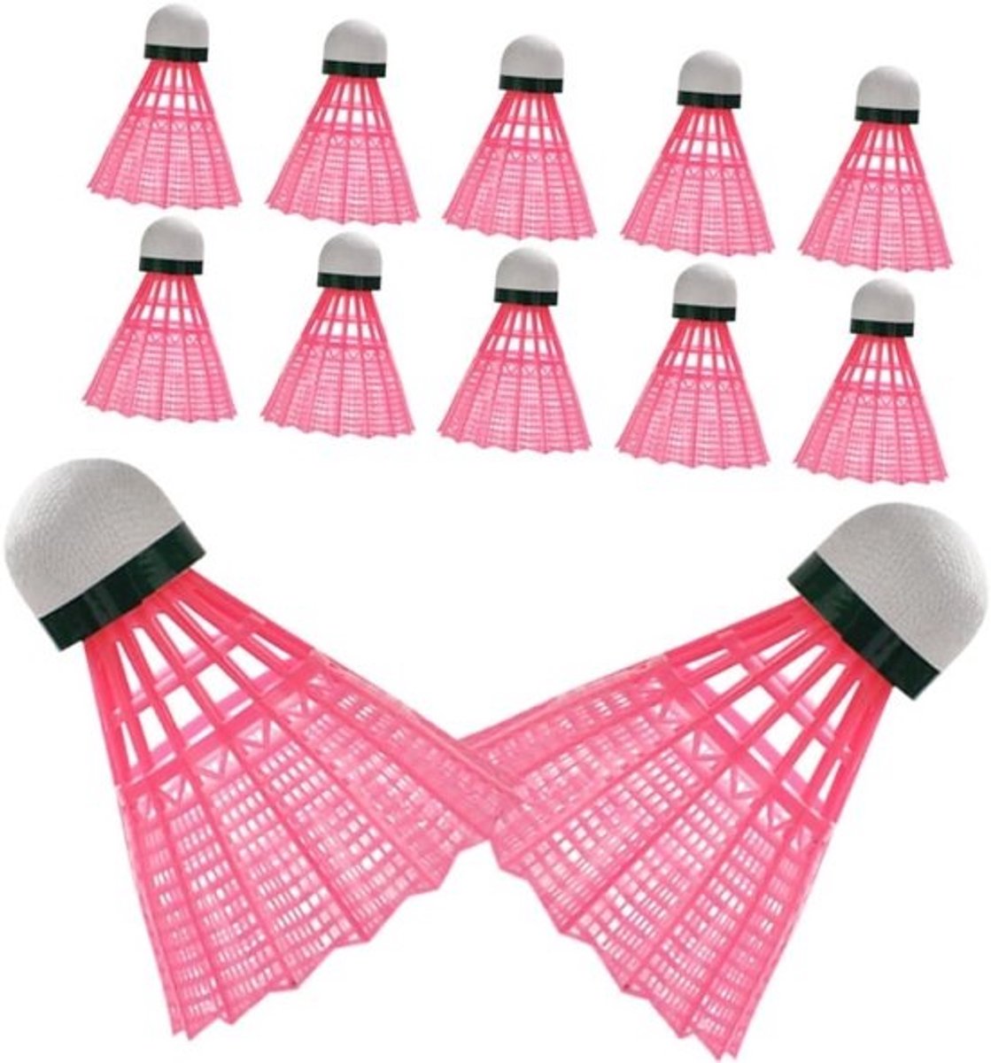 Duurzame en stabiele badminton shuttlecocks in roze, ideaal voor school en outdoor gebruik, 12 stuks