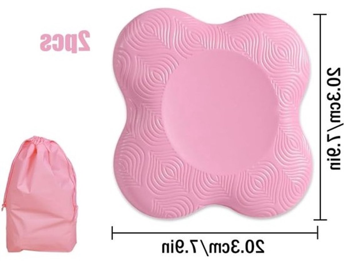 Yoga Knie Pads - Set van 2 - Antislip Pilates Kniebescherming - Handvatzakken met Trekkoord - Voor Yoga en Pilates (Roze)