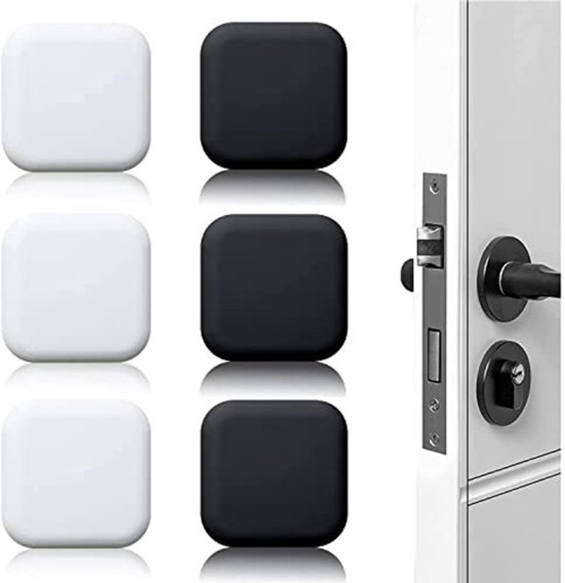 Zelfklevende Wanddeurstoppers - 6 Stuks Gummipuffer 45mm x 45mm voor Deuren en Muren