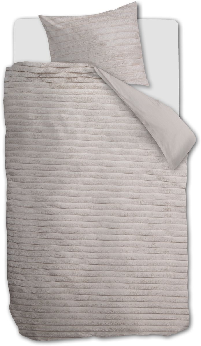 Rivièra Maison Furry Stripes dekbedovertrek - Eenpersoons - 140 x 200/220 cm - Gebroken wit van Merkloos — afbeelding 2