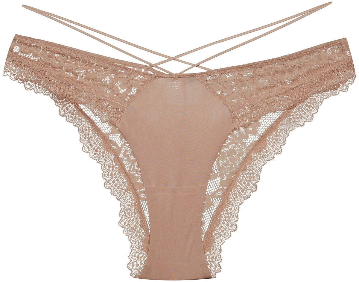 Esotiq Notty - Damesstring - Beige - Kant - Maat XL