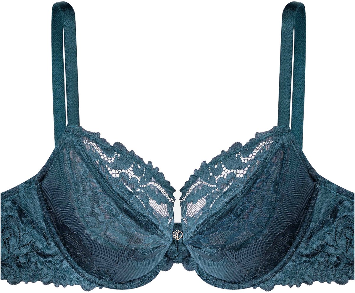 ESOTIQ Lynn - Halfvoorgevulde Beha - 70I - Diep Turquoise - Bloemenkant