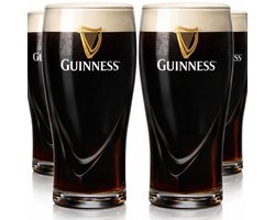 Guinness Bierglazen Set van 4 x 500ml - Klassieke Pint Glazen - Premium Glas met Gegraveerd Logo - Ideaal Biercadeau
