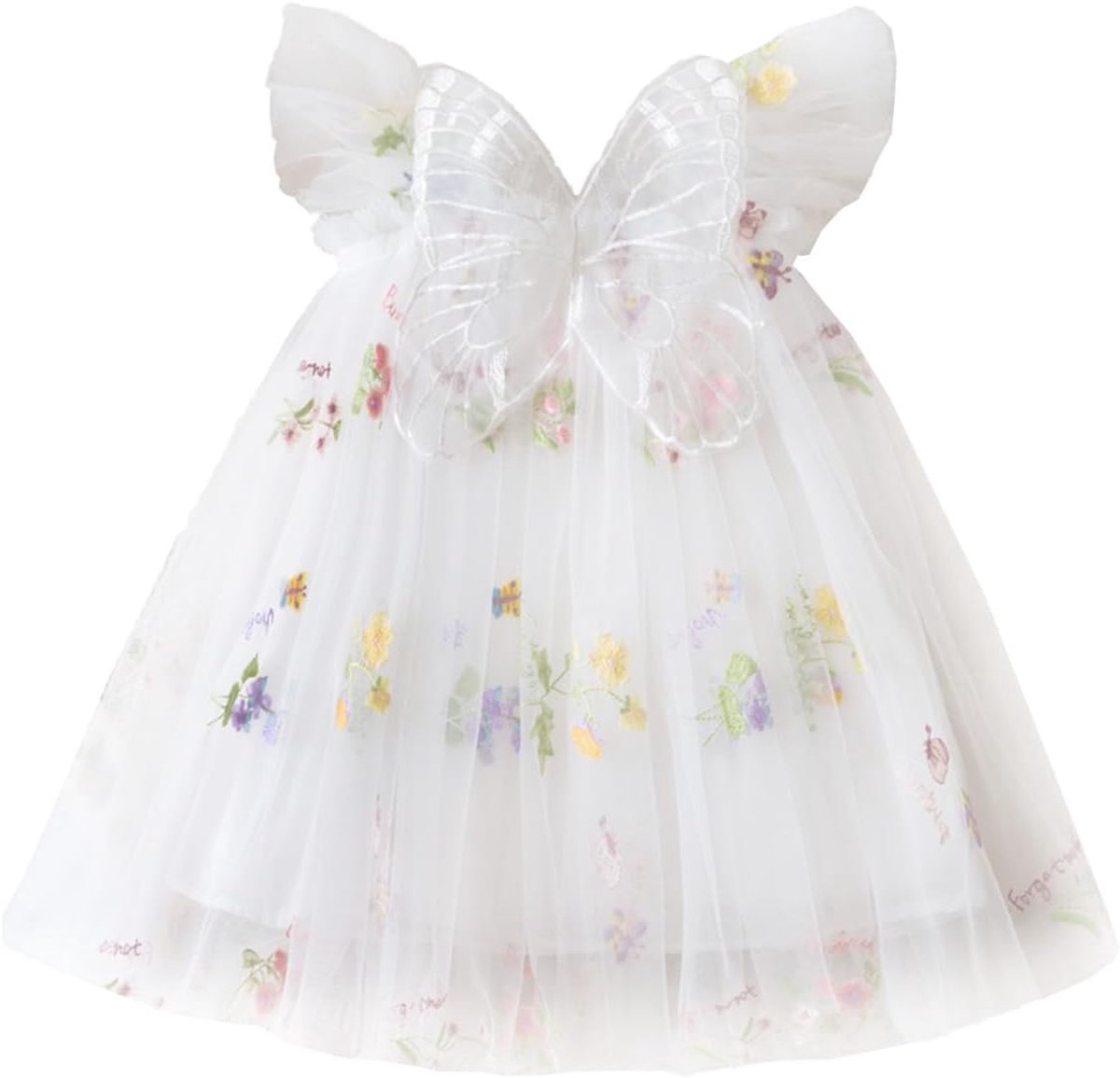 tule jurk met tutu voor meisjes, met vlinderborduurwerk, voor feest, verjaardag, prinsessenjurk