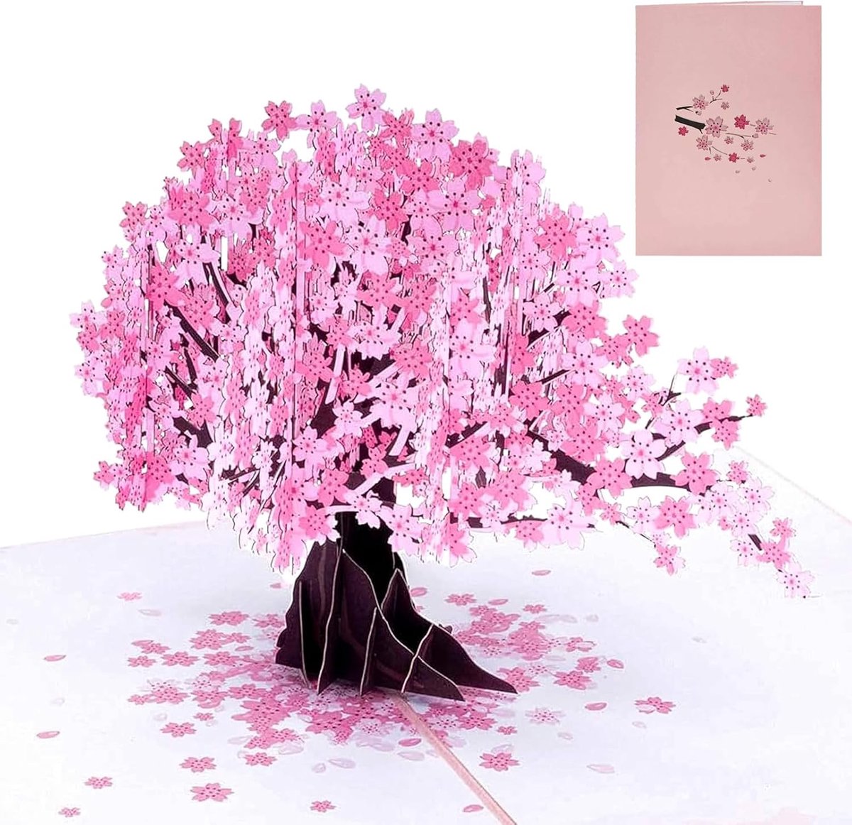 gevouwen pop-upkaart met prachtige 3D-roze boom, romantische wenskaart, perfecte cadeaukaart voor Valentijnsdag, verjaardag, trouwdag, Moederdag