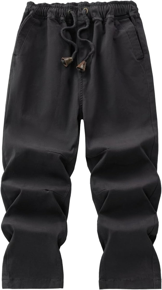 broek voor jongens met elastische tailleband en trekkoord in effen kleur