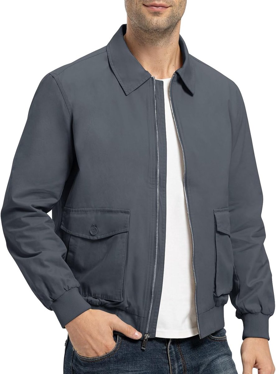 Donhobo Herenjas, lichte overgangsjas, zomer, vrije tijd, bomberjack, volledige ritssluiting, outdoorjas, lente, herfst, windbreaker met ritssluiting