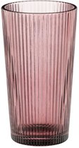 Mica Decorations Grigio Drinkglas Roze - Longdrinkglas met Ribbelstructuur - Glazen Drinkglas voor Water, Sap en Cocktails - Tijdloos Ontwerp - Serie Grigio - H14 x Ø8 cm - Roze
