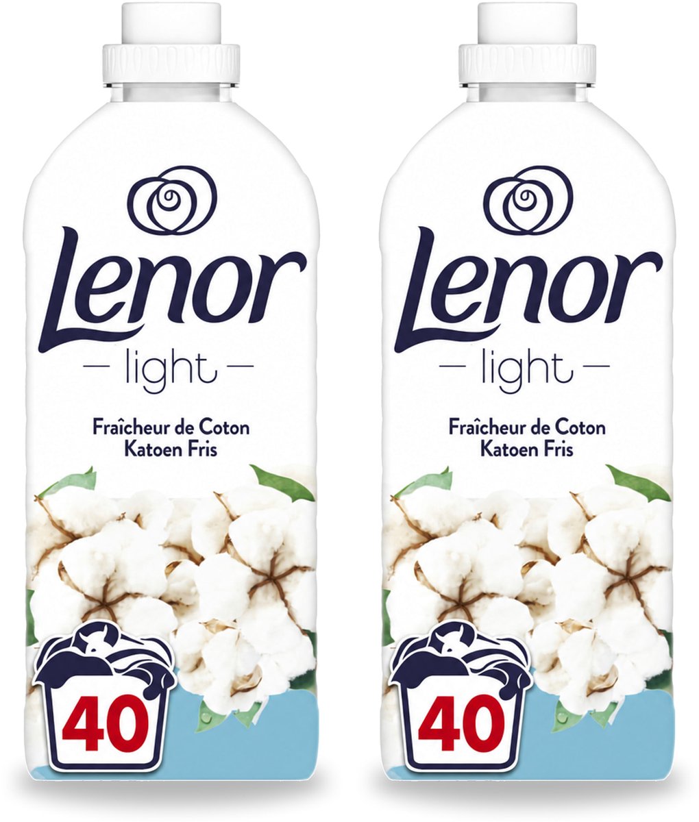 2 x Lenor Light - Wasverzachter - Katoen Fris - Fris & Zacht - 40 Wasbeurten - Voordeelverpakking - 2 stuks