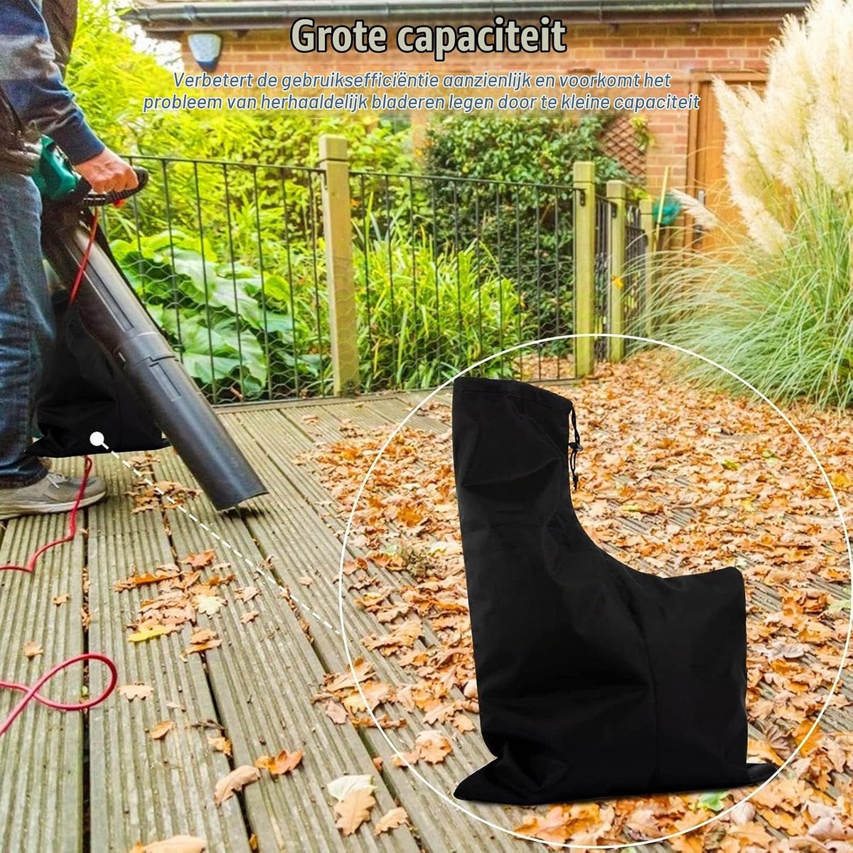 Bladvacuümzak Bodemvuilstortzak, Waterdichte 420D Oxford Stoffen Bladblazer Vacuümbodemafvoerzak met Ritssluiting voor Ultrablazerhark