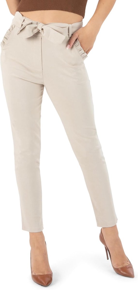 Dames Stretch Broek Elegant met Strik Hoge Taille Broek Dames Stoffen Broek Dames Elegante Zakelijke Broek Dames Lange Broek