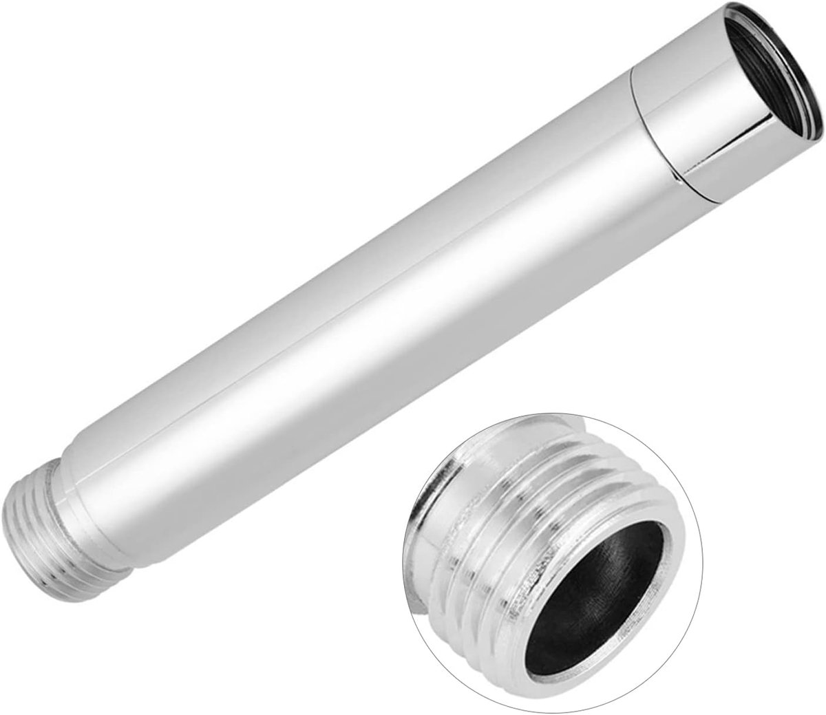 4 "RVS Douche Extension Ronde Buis, Rechte Plafond Mount Hoofd Uitbreidingsarm, Ronde Buizen G1/2" Koperen Connectoren met Chrome Plating voor Badkamer Accessoire
