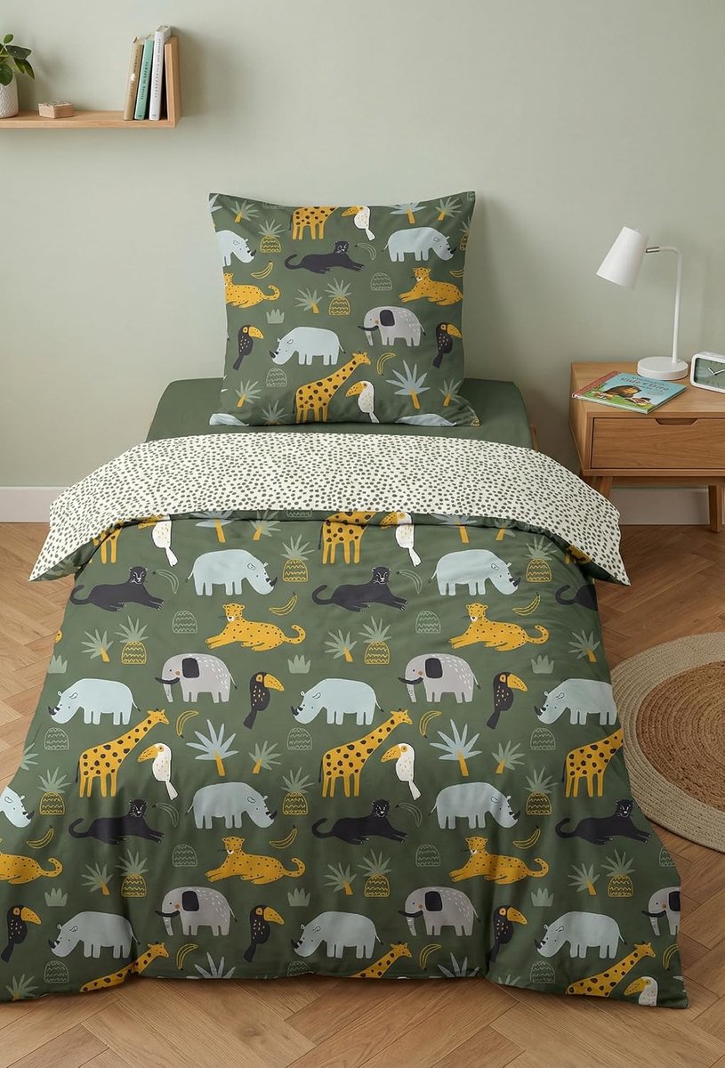 Dieren Beddengoed, 100% Katoen 57 draden, Dekbedovertrek 135 x 200 cm + Kussensloop 80 x 80 cm