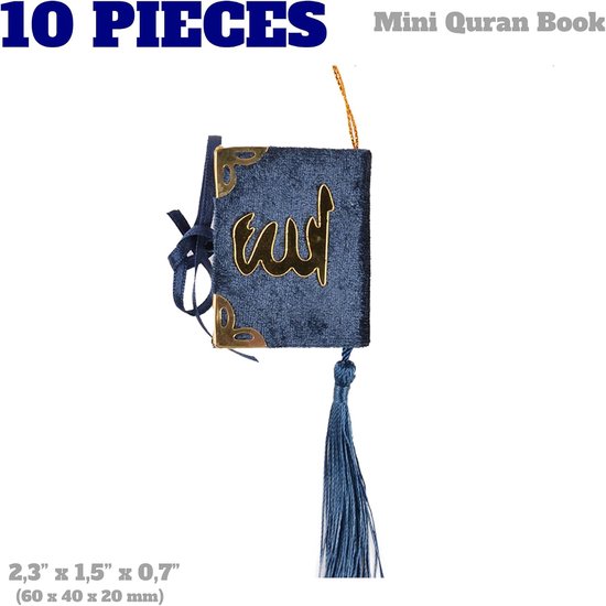 Set van 10 Koran Boek voor Moslim Favors Koran Boek Arabisch Hadj Gunsten Auto Opknoping Koran Islamitisch Cadeau (Donkerblauw) — afbeelding 2