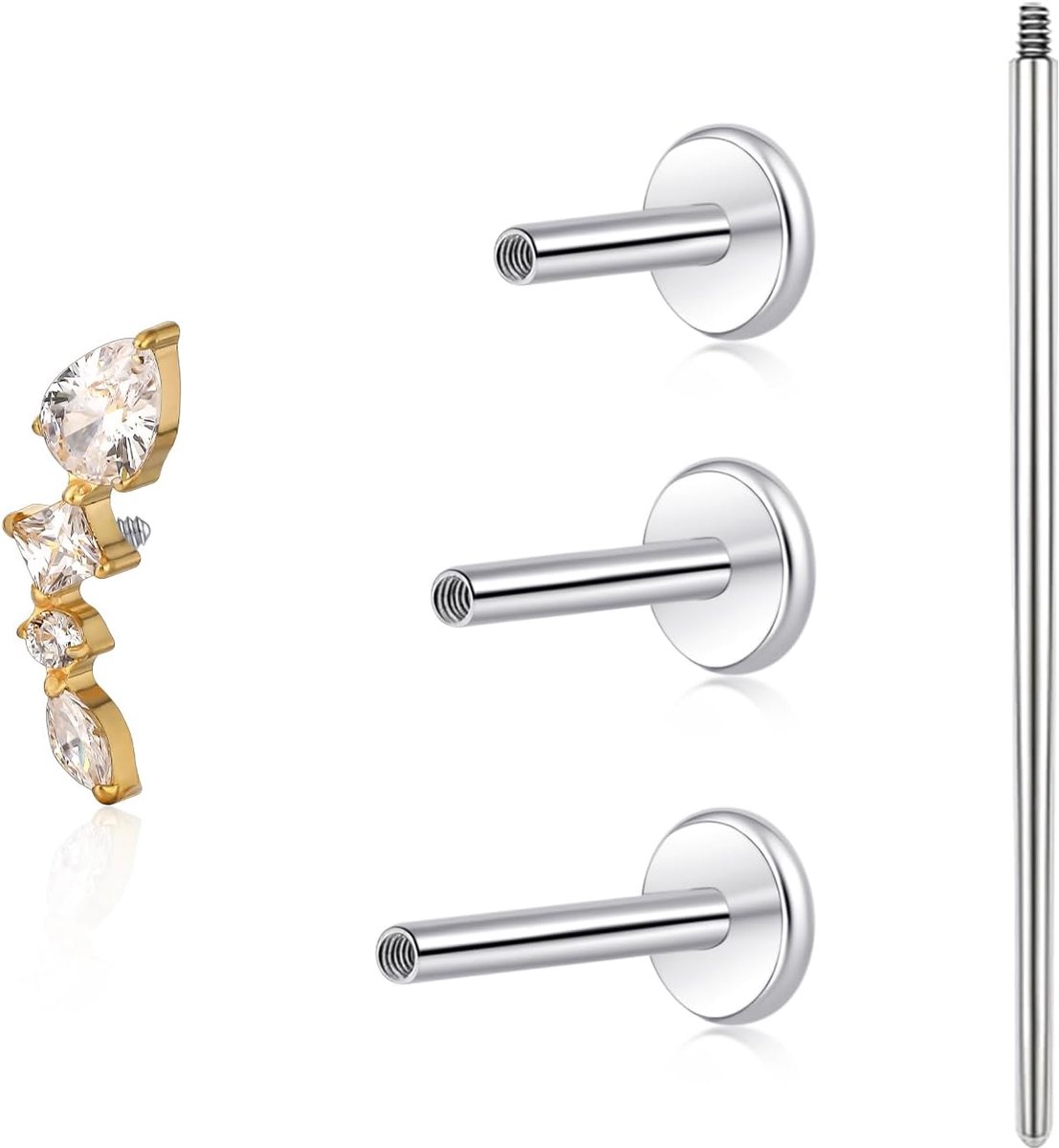 Limerencia 18G Tragus Piercing, Medische Titanium Lippiercing Met 6 mm 8 mm 10 mm Staafjes, Hypoallergene Helix Piercing Oor, Labret Stud Voor Navel Tong Wenkbrauw Lip Septum Neus