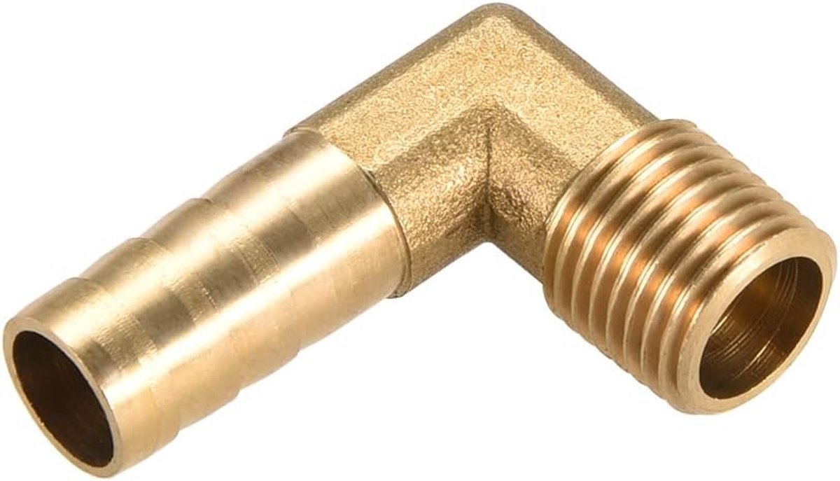 Messing buis weerhaken schroefverbindingen - 90° hoek messing 10 mm weerhaak reducer toepassing voor waterbrandstof (1/4 PT stekkerkabel)