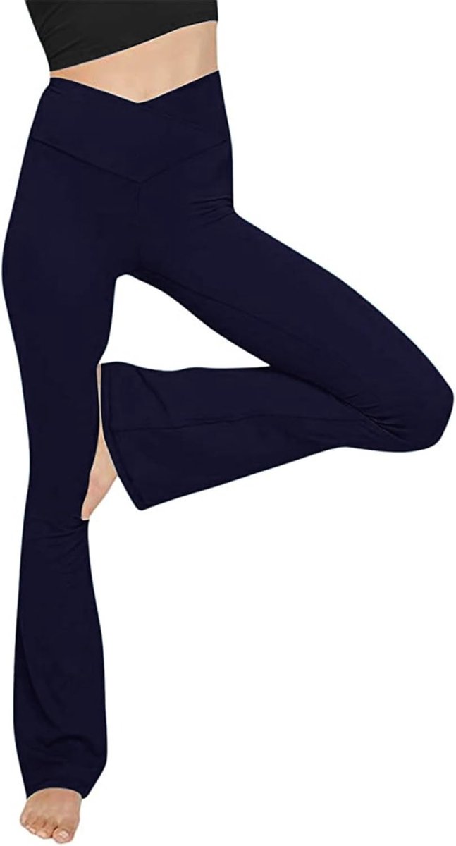 Yogabroek voor dames, met zakken, V-taille, bootcut, sportbroek, vrijetijdsbroek, joggingbroek voor fitness