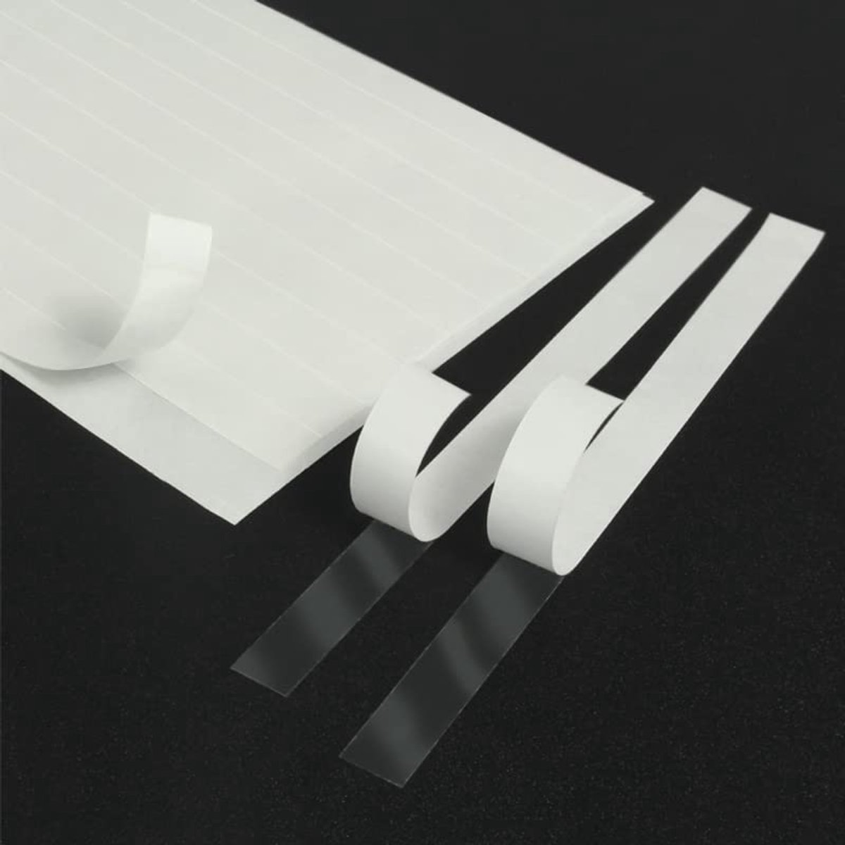 Plakstrips dubbelzijdig | transparant | extra smal & sterk klevend | strips van mobiele telefoon reparatie plakband / 5 mm x 220 mm, 20 stuks