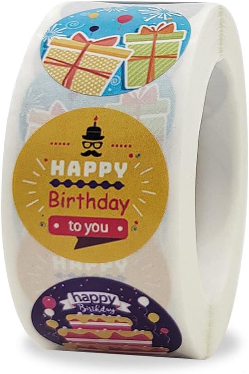 500 stuks 'Alles Gute zum Geburtstag' etiketten Birthday Gift Stickers voor verjaardag Geschenken Verpakking Geschenkverpakking 1 inch Rond