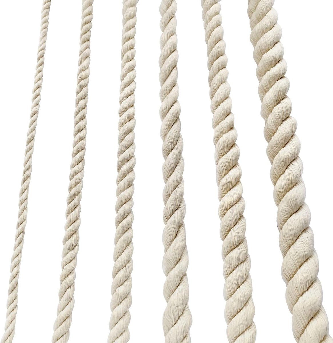 Touw, dik touw, wit touw, strop, zacht touw, terrastouw voor tuin, macramé plantenhangerset, 15 mm (2 m)