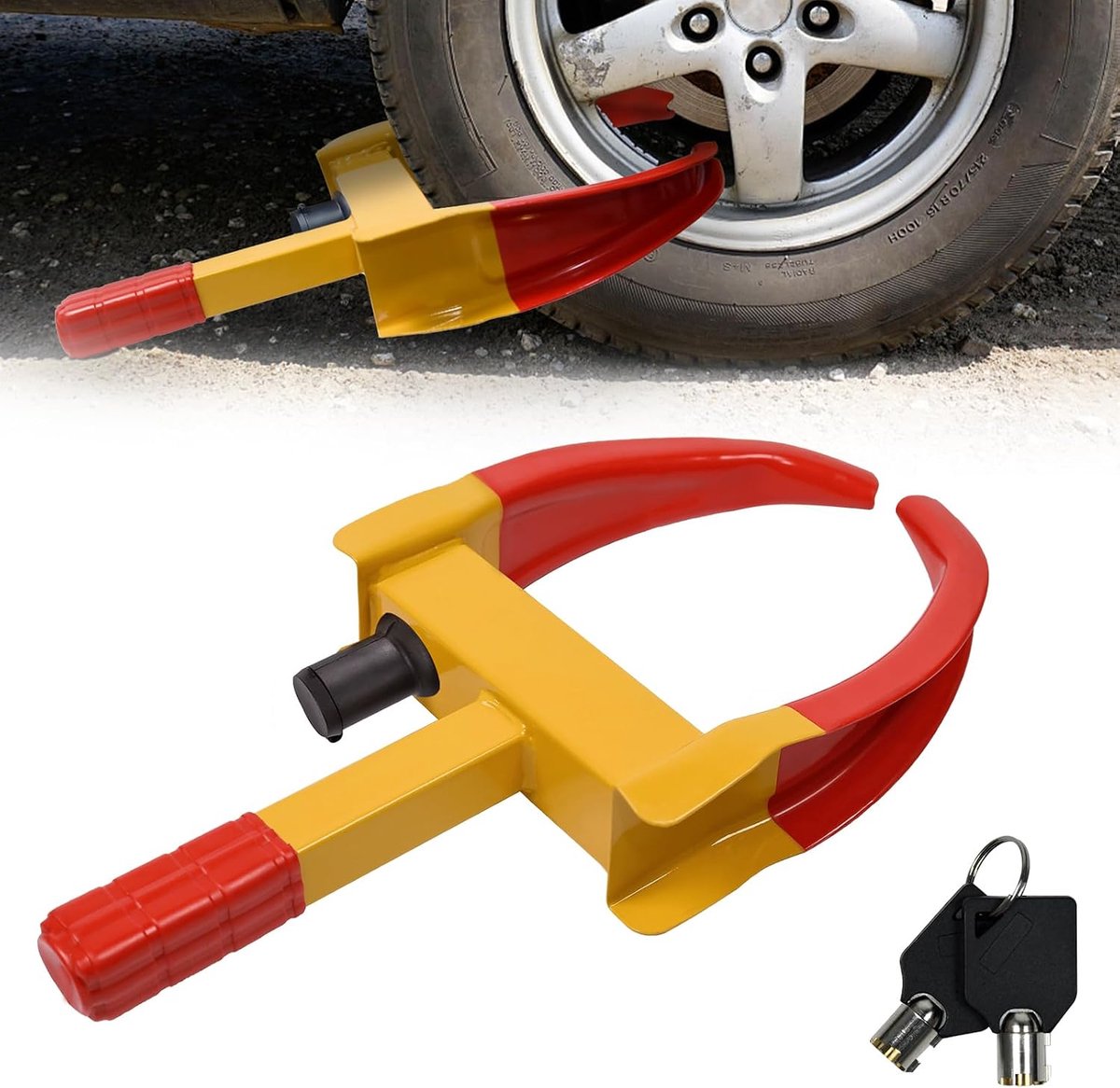 Wielslot, wielklem, bandenklauw, immobilisatiesysteem met 2 sleutels, voor caravans, aanhangers, camper