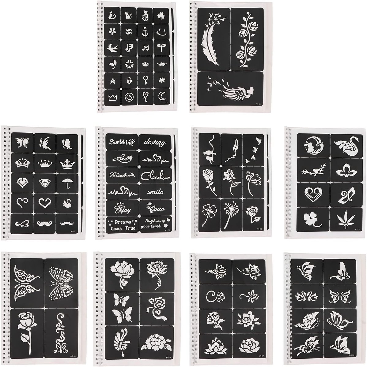 Airbrush tattoo sjablonen set, 97 patronen waterdicht