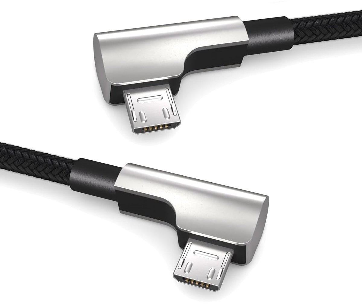 Image of 0,3 m Micro naar Micro USB OTG-kabel, haakse stekker, voor Bosch Kiox, Yamaha-fietscomputers, datakabel, oplaadkabel, USB 2.0, zwart