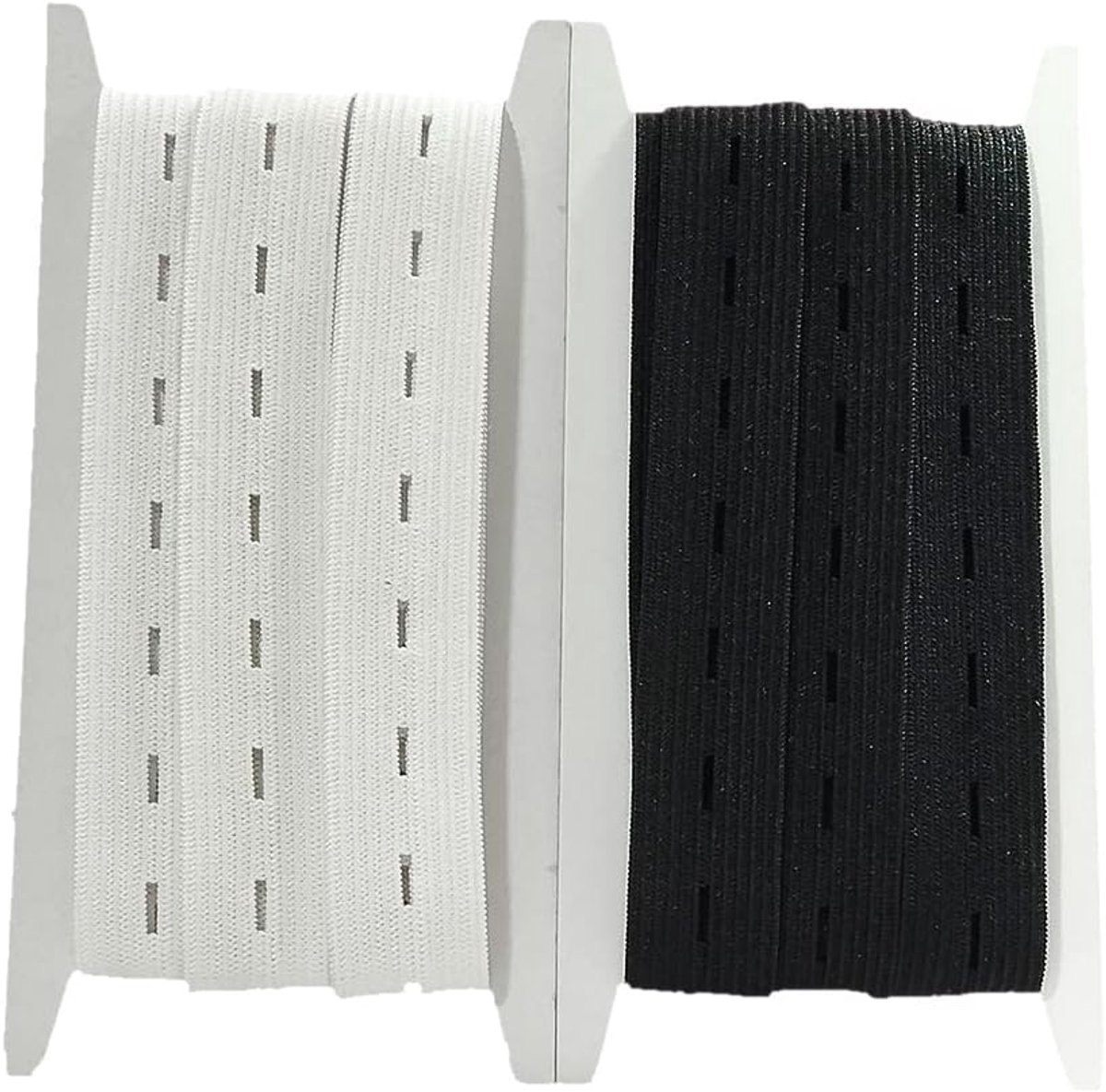 Elastische band met oogjes (2 m wit + 2 m, zwart), elastische band, naaikoord voor naaien, (101332, 20 mm, 4 m)