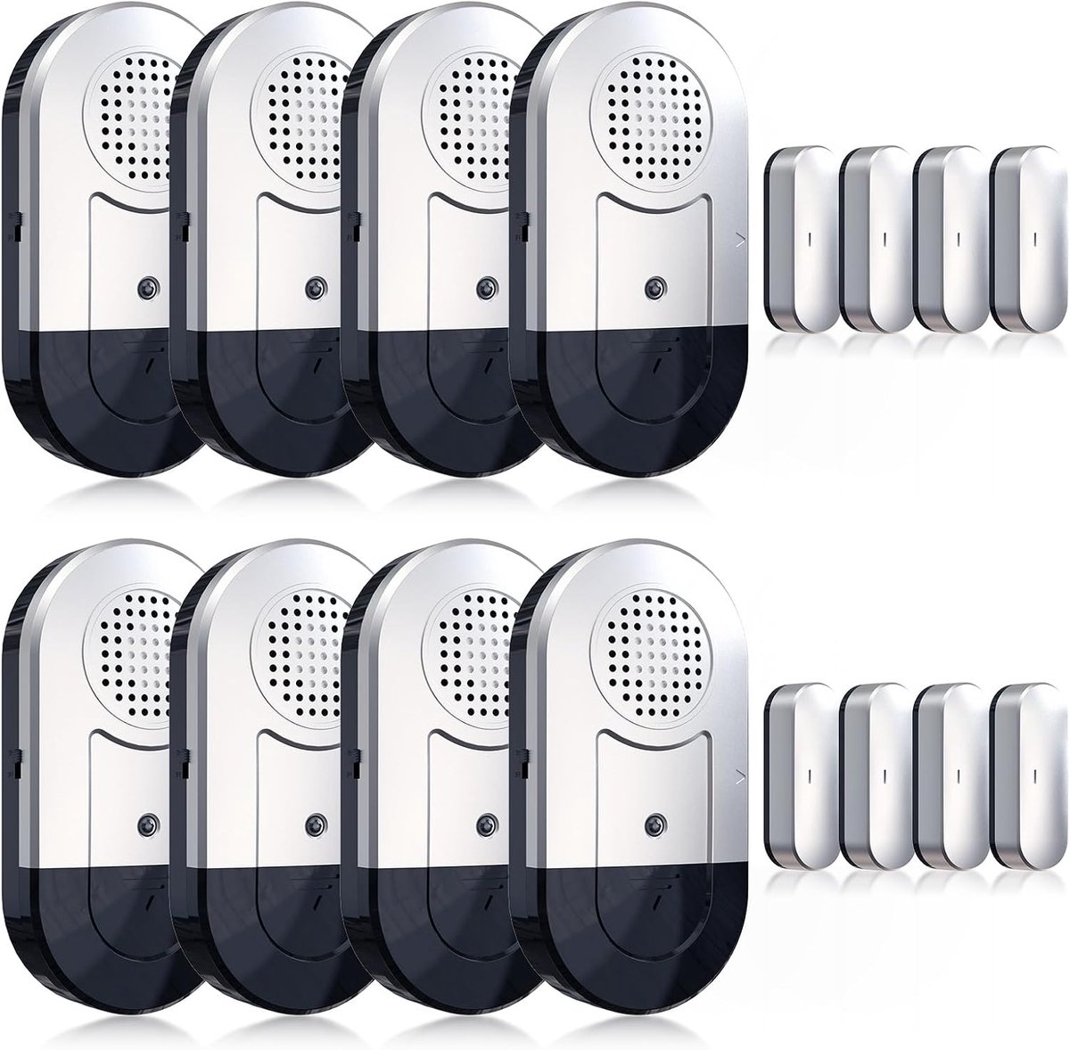 Draadloze deursensor, raam-alarmsysteem/deursensor voor het alarmsysteem voor garage/thuis, raamalarm, inbraakbeveiliging, 120 db signaaltoon, set van 8 met batterijen