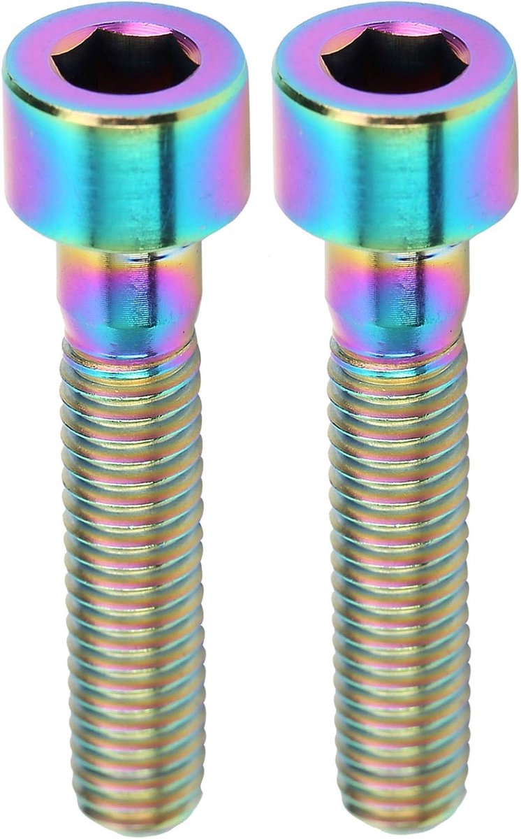 Schroeven, 2 stuks M6x30 mm fiets stuur voorbouw schroeven mountainbike racefiets headset kopschroeven (schitterende kleur) M6 x 30 mm legering fietsstuurbouten