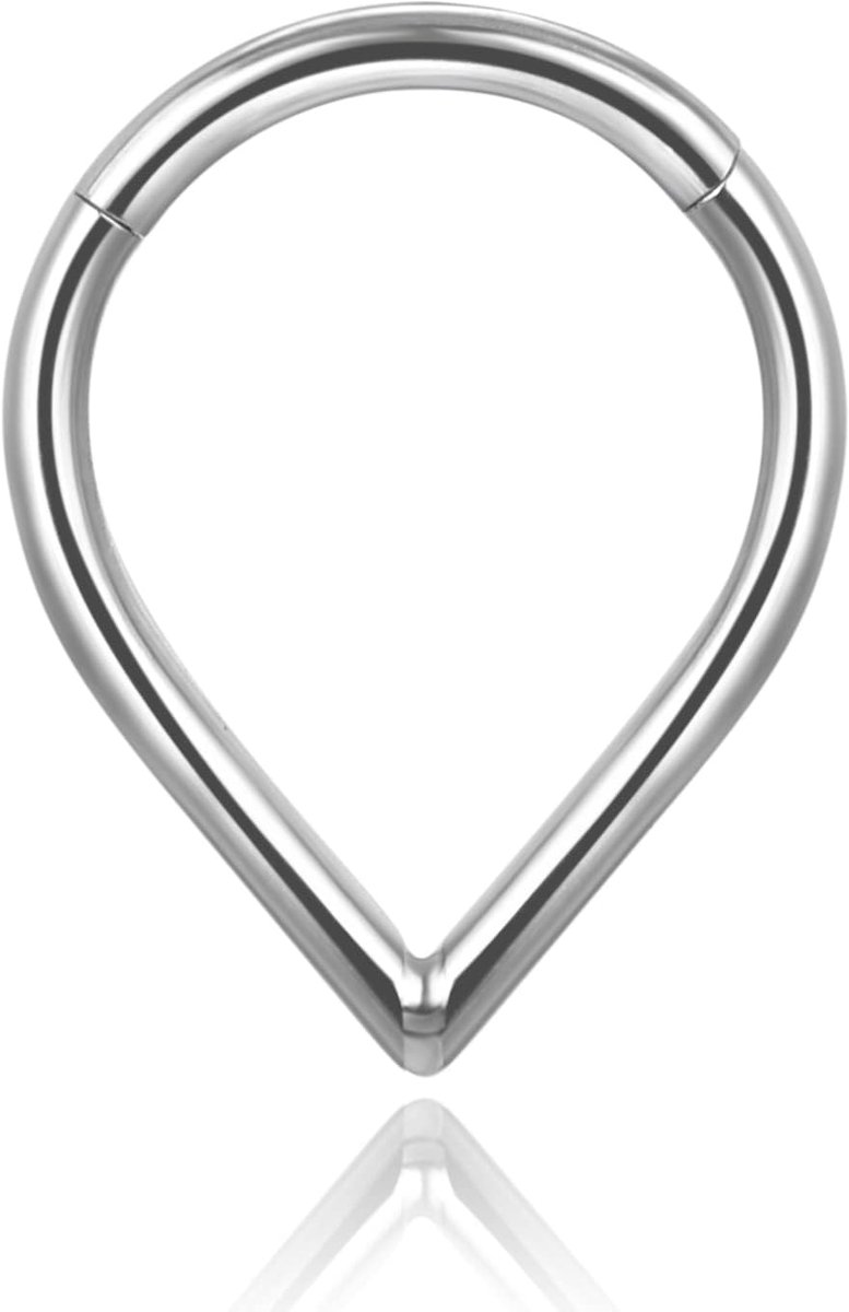 Ringen voor gevoelige huid, 16G septum clicker neusring, druppelvormige dubbele drievoudige neusring 6 mm 8 mm 10 mm 12 mm, Kristal