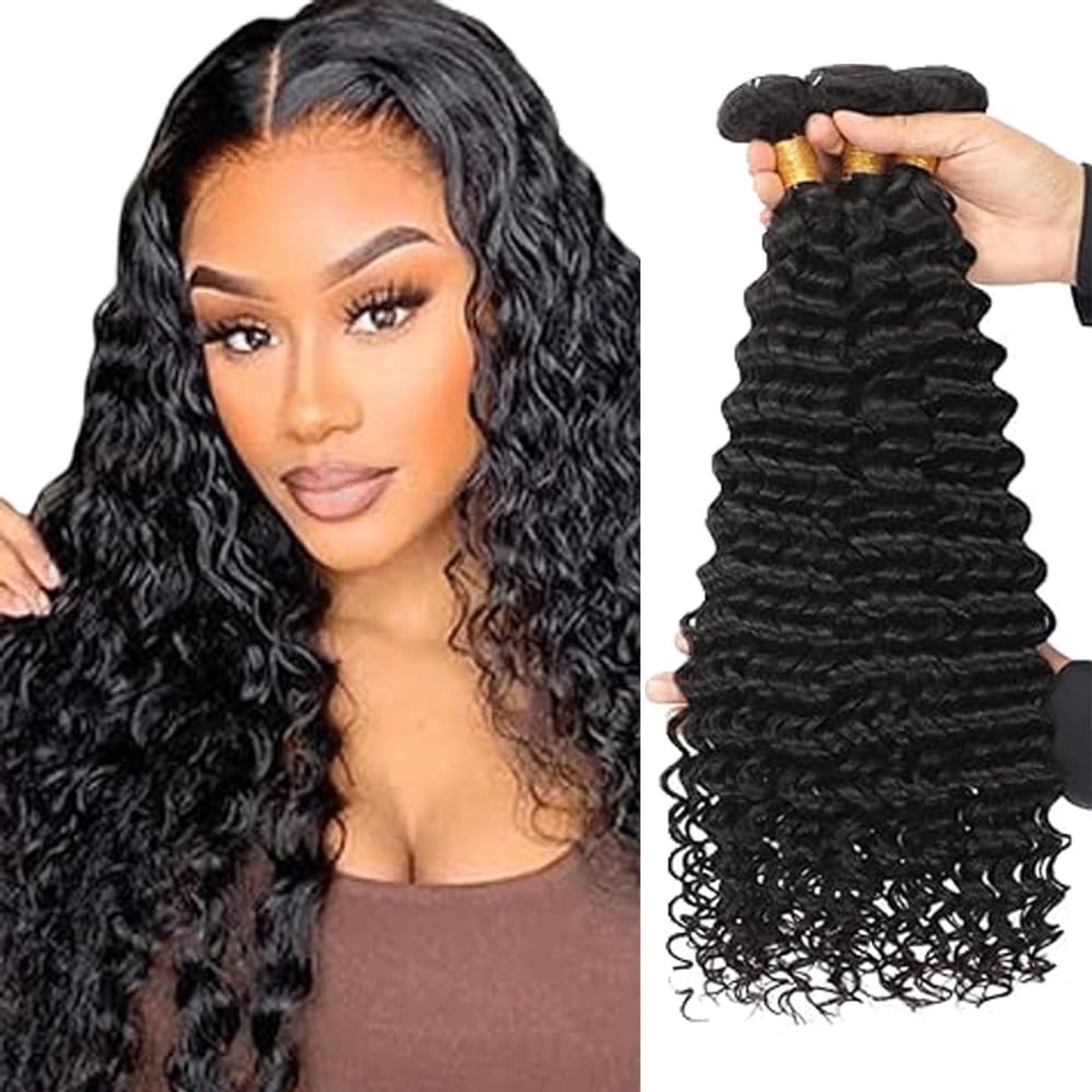 Wave Perücke Damen Bundles Human Hiar Unprocessed Brazilian Virgin Human Hair Extensions 1B Natural Black Mensliches Haar Bundle With Minimal Shedding For Women 30 32 34 Inch