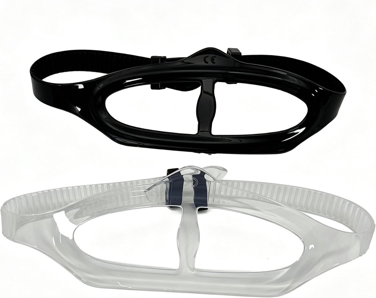Set van 2 siliconen duikmaskerbanden, siliconen vervangende maskerband, duikbril, universele maskerband, zwembrilbanden voor mannen, duikbril, zwart en transparant