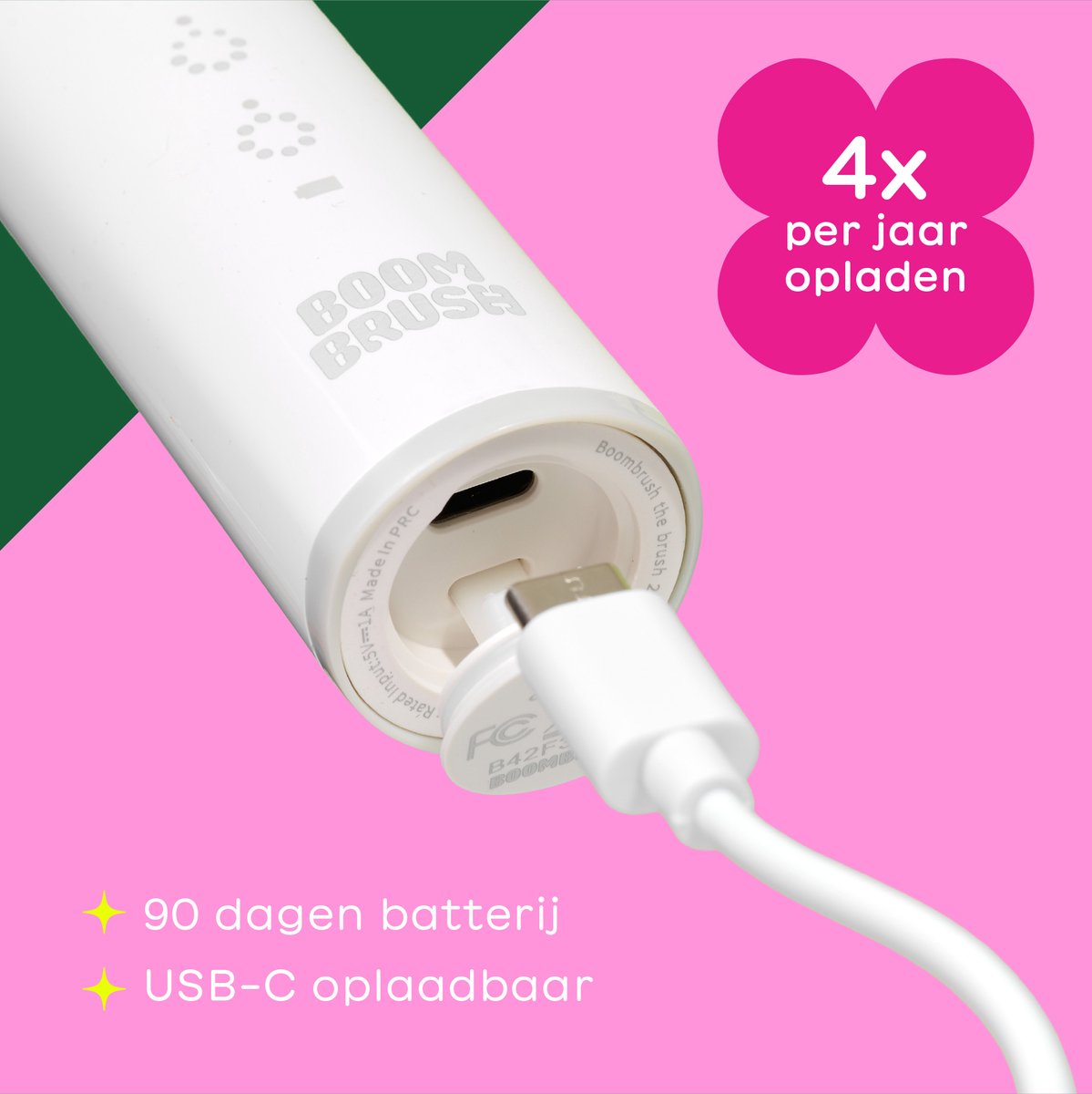 BOOMBRUSH Elektrische Tandenborstel Sonisch Zwart 90 Dagen - afbeelding 2