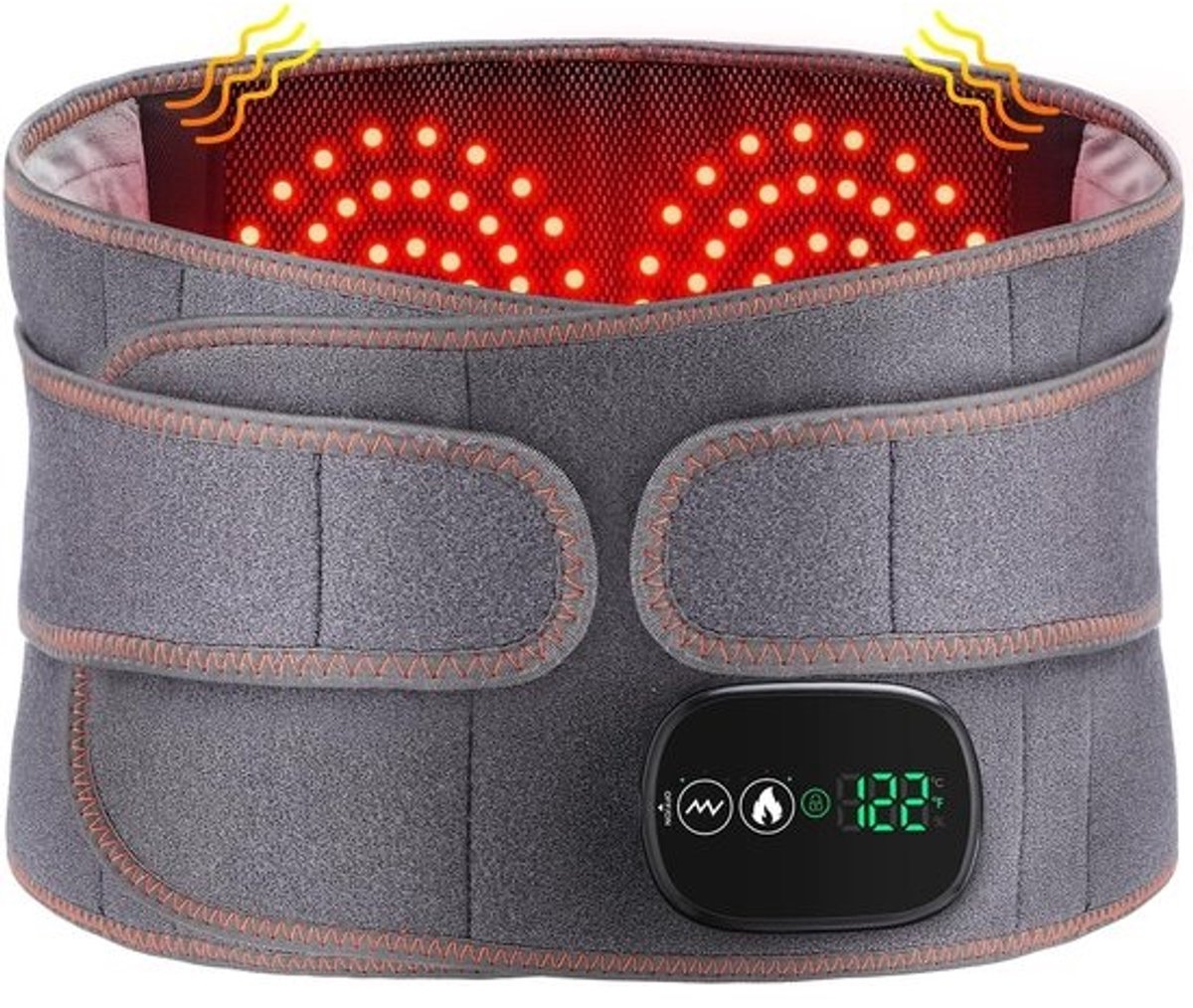 Warmteband - Infrarood Warmtegordel – Verwarmde Rugband - Draadloze verwarmde rugband - Met 3 snelle verwarmingsmassagestanden - Voor verlichting van pijn in de onderrug - Met oplaadbare 5000mAh-batterij(grijs)