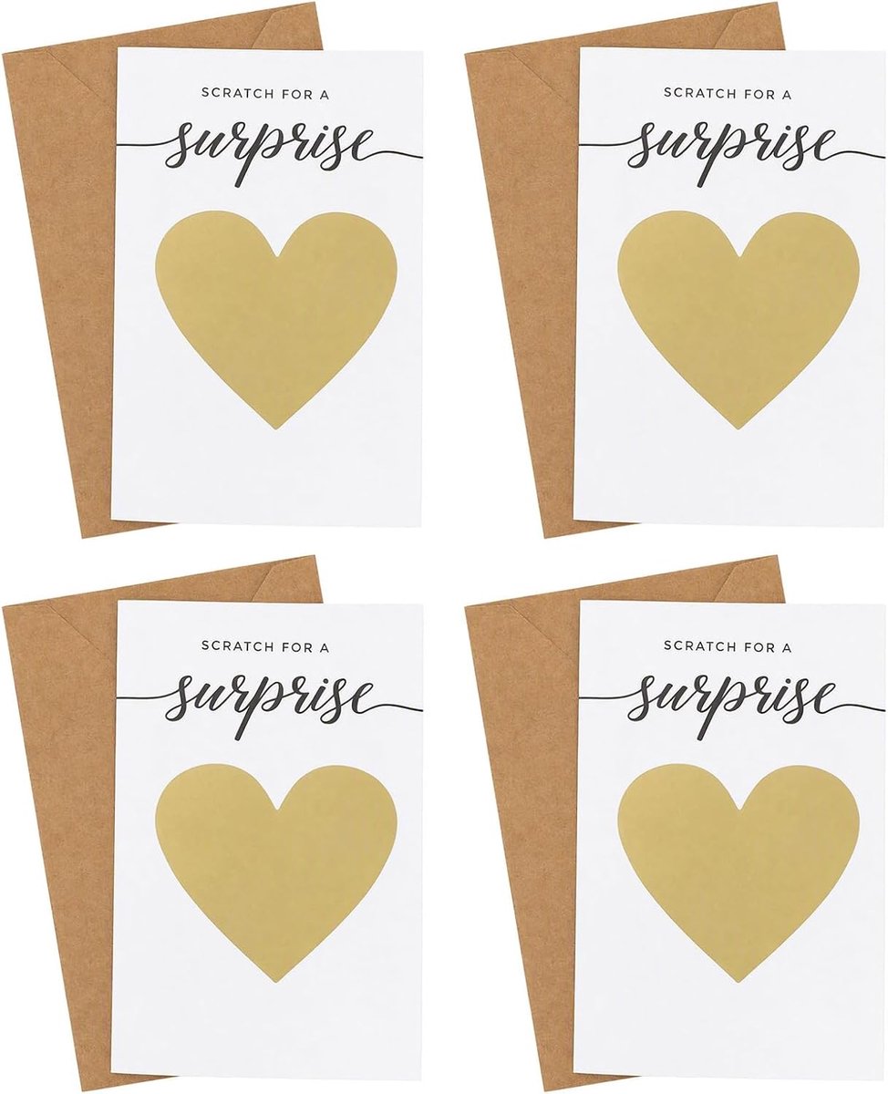 4 Sets Krasbare Kaarten om Zelf te Beschrijven met Gouden Krashart