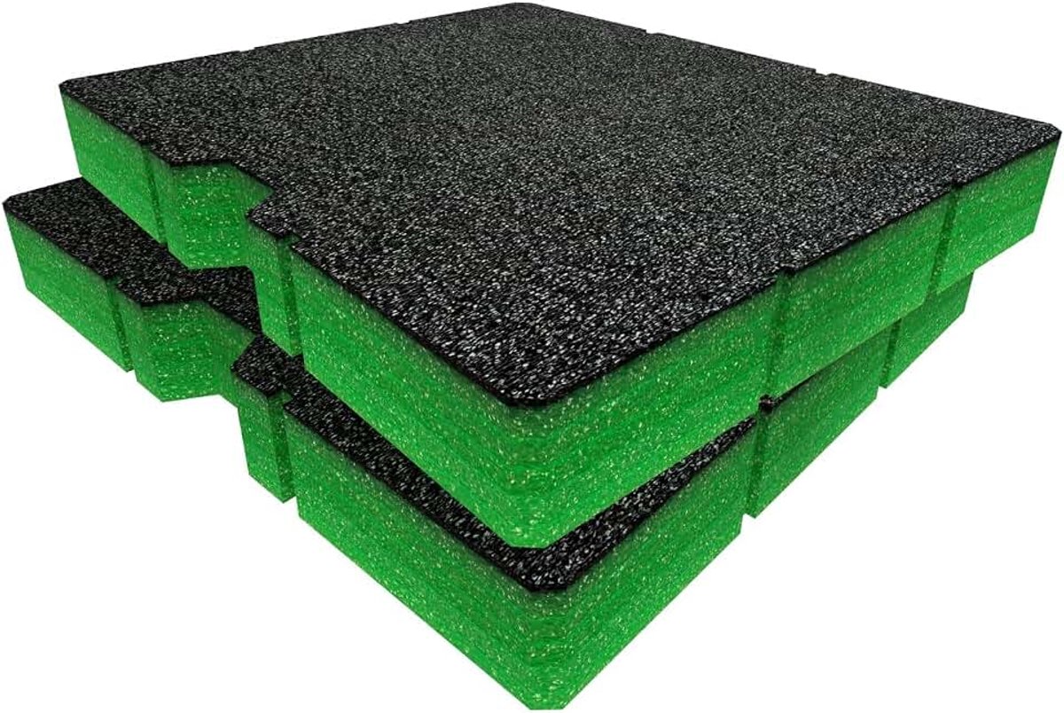 Shadow Foam Inzetpakket compatibel met 3 XL-laden | Snij- en pelschuim voor organisatie van gereedschapskisten (groen, 50 mm)