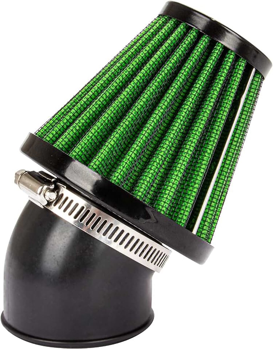 45-48 mm PSLER Kegelfilter Scooter Motorfiets Luchtfilters 45 Graden Curve Door Slang Universeel Gebruikt voor Motocross Pocket Bike(Groen)