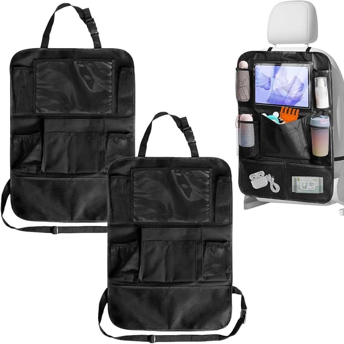 Auto-organizer voor kinderen, autostoel-organizer, rugleuningbescherming auto kinderen sterk-upgrade met 10 opbergzakken, auto-organizer voor kinderen, gemakkelijk te reinigen, voor de