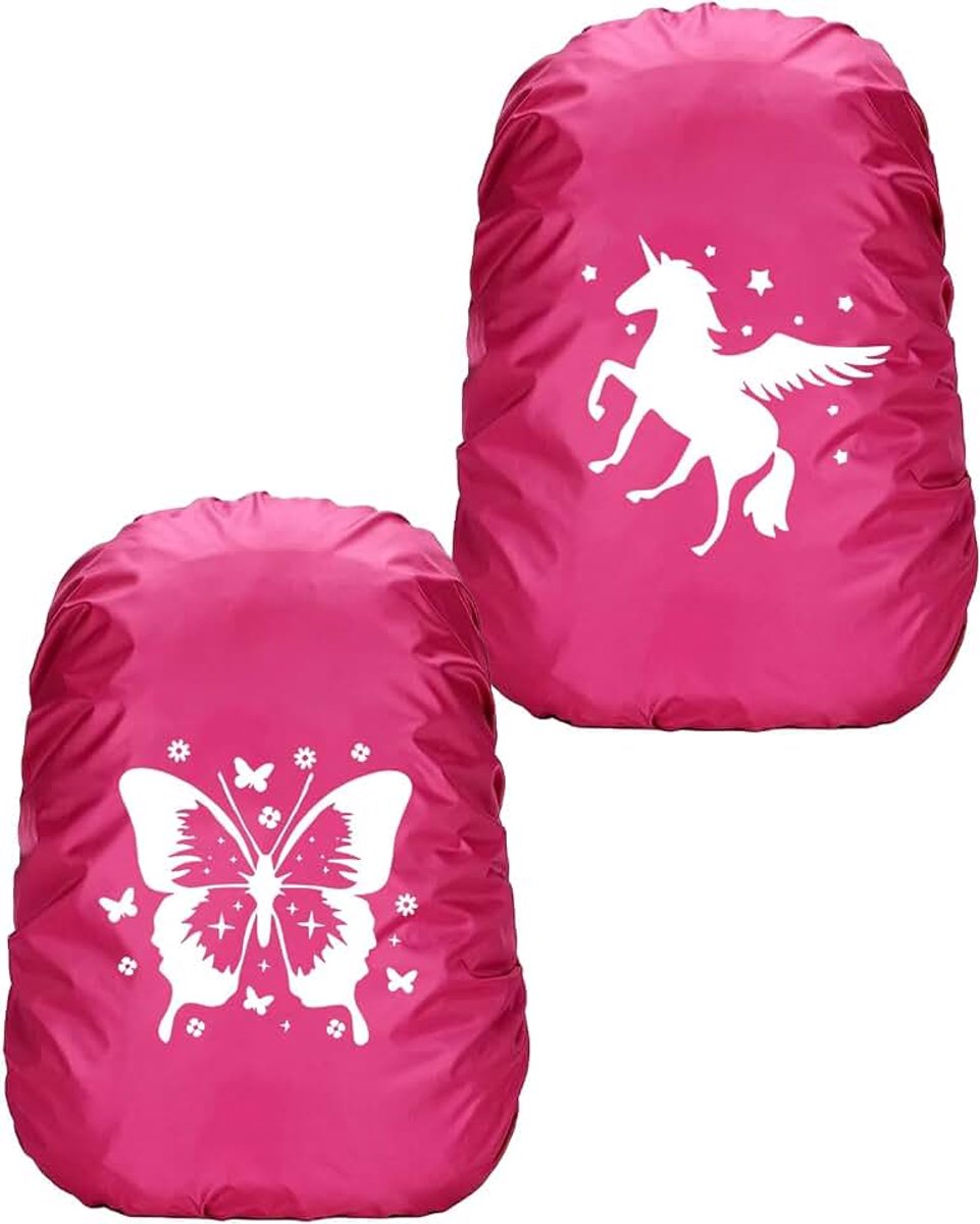 Regenbescherming, schooltas, reflecterende rugzakhoes, regenbescherming, Step by Step regenbescherming, schooltashoes voor jongens en meisjes, beginners, eenhoornpatroon/vlinderpatroon