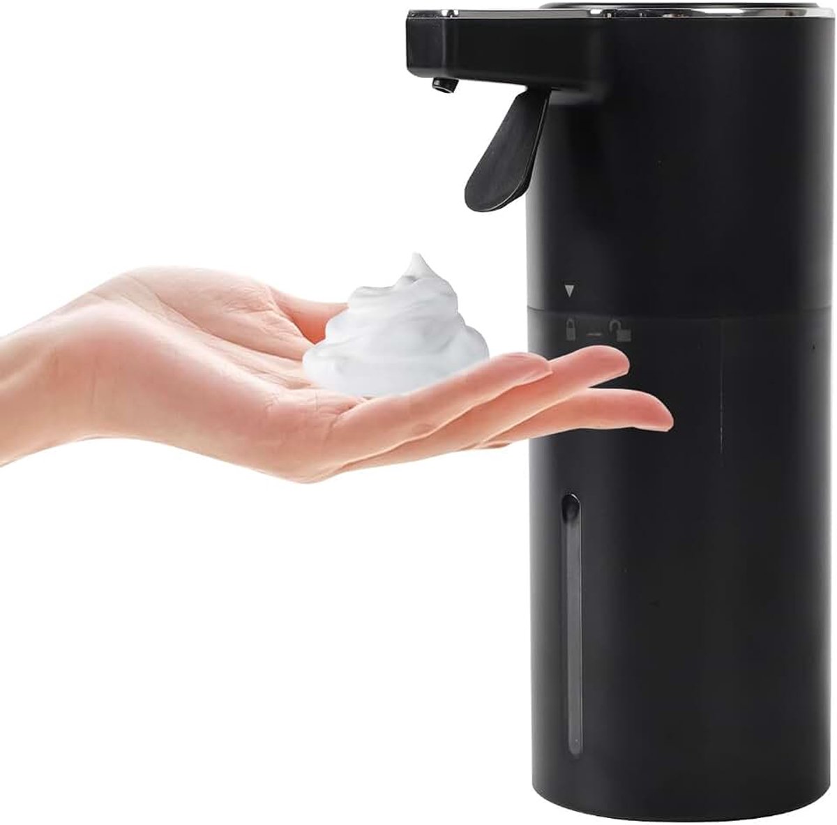Automatische zeepdispenser, wandmontage, schuimzeepdispenser met digitaal display, contactvrije elektrische zeepdispenser, badkamer, keuken, kantoor (400 ml, zwart)