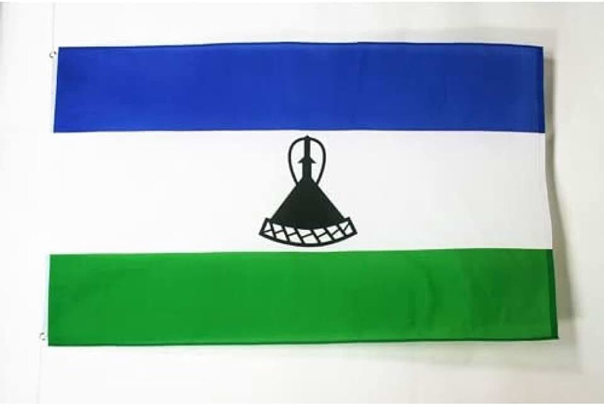 Vlag Lesotho 150x90 cm Vlag Lesothaans Polyester 100D 2 Ringen | Binnen en buiten decoratieve vlag dubbel gestikte naden en verstevigde randen met metalen ogen 100D polyester