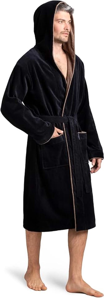 Badjas voor heren, badstof, velours, katoenfluweel, Oeko-Tex, extra zacht