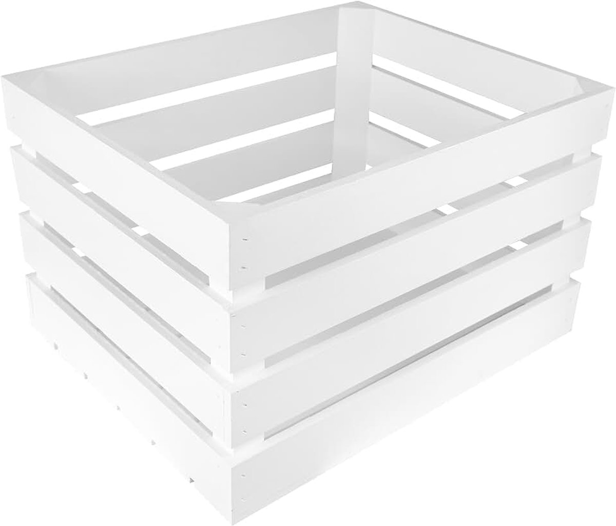 Deco Natuurlijke Houten Kist Witte | 50 x 40 x 30 cm | Houten Mand Ideaal voor Opslag Cadeau Decoratie DIY Ambachten, voor Documenten Speelgoed Gereedschap
